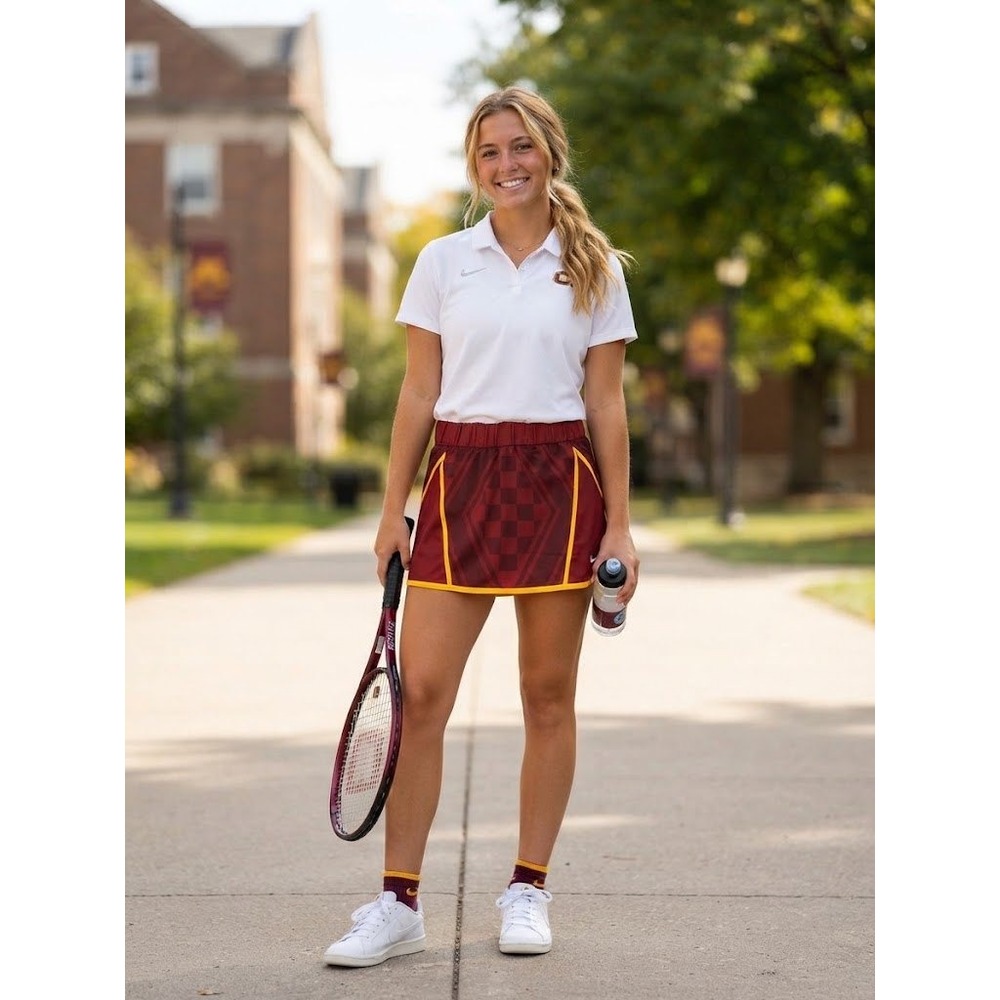 Nike Tennis Skirt Womens M Burgundy Yellow Excellent Dri-FIT Geometric Print